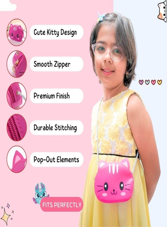 Tinker Squad Kitty Cat Sling Hand Bag For Girls | Sling Bags Shoulder Handbags For Kids | Stylish Gifts, Pink - Image 4